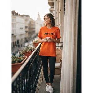 Nike Dri-FIT Graphic Logo Tee Shirt Orange Black White Unisex XL New with Tags